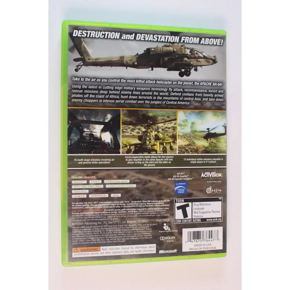Apache Air Assault (Microsoft Xbox 360) Authentic, Complete, Tested/Works